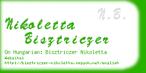 nikoletta bisztriczer business card